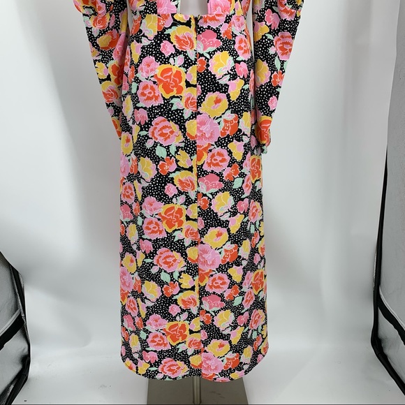 Topshop Multicolor Puff Sleeve Floral Midi Dress - Picture 10 of 16